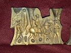 Vintage Lead Mold 3 Figure Horse  Soldiers March Gun With Us Flag Bearer Wwii