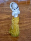 Porcelain Art Deco Flapper Half Doll Brush W nylon Skirt - Exc