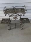 Antique Cast-iron Plant Stand With Flip Up Arms   Detailed Filagree Design