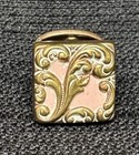 Exquisite Vintage Square Metal And Enamel Fixed   Rigid Post Cufflinks