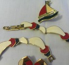  Set Of Monet Necklace   Earrings With Sailboat Pin Usa 250yrs Patriotic Jewelry
