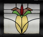 Abstract Floral Old English Leaded Stained Glass Window 22 3 4 x 20 