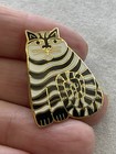 Vintage Laurel Burch  shambala  Cat Brooch Estate Jewelry Signed Enamel