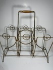 Vintage Mid Century Modern Teak   Brass Magazine Record Rack Mod Atomic