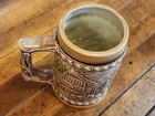 Vintage Ceramic Beer Stein 4 5 Inch Tall Men Barrel Buildings Tree Relpo Japan