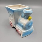 Vintage Ceramic Baby Nursery Train With Cat Planter Vase Room Decor