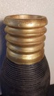 Decorative Wood Vase Concentric Circles Black   Gold 13  Modern Ribbed Textured 