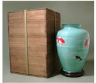 Antique Japanese Cloisonne Vase Gold Fish Ando Shippo Jungin H11 7  W box Japan
