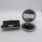Silver-tone Decorative Peacock Design Pocket Mirror And Rhinestone Lipstick Case