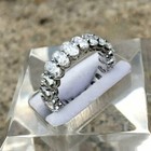 Moissanite Full Eternity Wedding Band Solid 14k White Gold 3 Carat Oval Cut