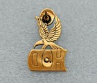 Vintage  90 s Harley Davidson Eagle Pin Polished Brass Genuine Turquoise Stone 