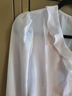 Avanova Long Sleeve Cuffed Dress Shirt White Ruffle Neck Button On Back Sz Med