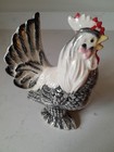 Vintage 1950s White Ceramic Rooster  Hand Painted 5 5    Chicken Figurine Japan