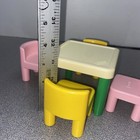 Vintage Little Tikes Dollhouse Furniture Accessory Table 4 Chairs Yellow Pink