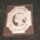 1857-1859 Ceylon Postage 4 Pence Proof Sterling Silver Stamp Ingot   10 5 Gram 