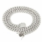 Miami Cuban Link Chain Iced Cz Out Necklace Gold Plated Stainless Steel 12mm