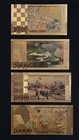 4 Pcs Gold Plated Armenian Dram Bill Envelopes Money Banknote