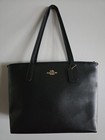 Coach 83857 Zip Top Tote Bag Black Saffiano Crossgrain Leather Carryall