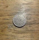 1957 Vintage Circulated Great Britain Two Shillings Coin Queen Elizabeth Ii