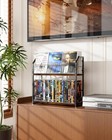 2-tier Dvd Storage Rack  Dvd Shelf For Non-slip Feets  Dvd Holder Display Brown