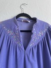 Vanity Fair Petites S Purple Fleece Zip Front Collared Embroidered Yoke Gown