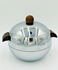 Vintage West Bend Penguin Chrome Ice Bucket Insulated Hot cold Wood Handles