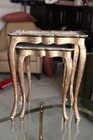 Set Of 2 Italian Florentine Gold Gilt Wood  Nesting Tables Ornate Design Italy