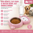 Dog   Cat Food And Water Bowl Set Pink Pet Feeding Bowls For Dogs Cats