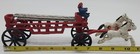 Vintage Cast Iron Horse Drawn Fireman Wagon Antique Estate Find