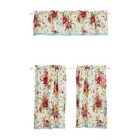 Pioneer Woman Sweet Rose Small Window Curtain Set 3pc Tier Valance 30 x36 new