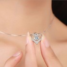 925 Sterling Silver Plated Love Heart Pendant Box Chain Necklace Women Gift  Cz