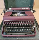 Serviced 1951 Olympia Sm1 Typewriter Burgundy Bordeaux Vintage Working W  Case