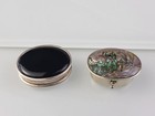 Lot Of 2 Vintage Pill Box Sterling Silver Black Onyx   Abalone