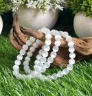 Natural White Cat Eye Selenite 8mm Beads Crystal Healing Energy Stretch Bracelet