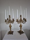 Pair Antique 1800s Candlelarba 5 Arm Heavy Ornate Quality French 16 