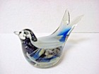 Vtg  Art Glass Sparrow Bird Split Tail Gray Cobalt Blue Swirl Inside Paperweight