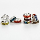Varitions Pave Clear Rhinstone Silver Gold Plated Rondelle Spacer Loose Beads 