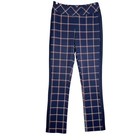 Tail Womens Golf Pants Size 4 Navy Blue Plaid Stretch Pull On Trousers Preppy