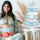 Corner Lace Diaper Cake Decor  Blue Elephant  Baby Boy Birthday Kit