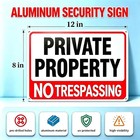 4 Pack Large No Trespassing Signs Private Property  12x8 In Aluminum Sign