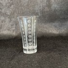 Vintage Set Of Three Art Deco Etched Design Clear Glass Shot Glasses 3 1 2  H