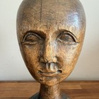 Antique French 18 19th C  Carved Wood Female Millinery Head Bust Hat Wig Display