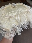 Bridal Wedding Ring Bearer Pillow Lace Cream Satin Ribbons Dove Vintage