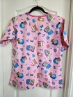 Med wear By May-hill Uniforms Small Pink Sweet Cuddly Dog   Cat Hearts Scrub Top