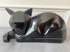 Vtg Mcm Black Ceramic Cubist Cat Sculpture By Vanguard Accents Usa