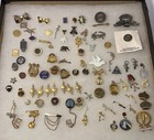 Huge Lot Of 83 Vintage Lapel Pins  Job Anniversaries  University   s  Cub   Bsa     