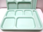 Carlisle Set Of 4 Melmac Cafeteria School Lunch Food Tray 6 Compartments Green