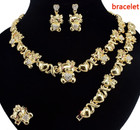 Hugs   Kisses Child Cz Teddy Bear Heart Plain Gold Necklace With Bracelet Set 52