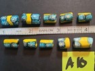      Rare      10 Vintage African Trade Beads Venetian Italian Millefiori Blue