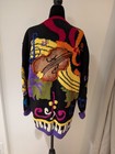 Vintage 1990s Berek Marta D Hand Knit Cardigan Sweater Large Cotton Music Band